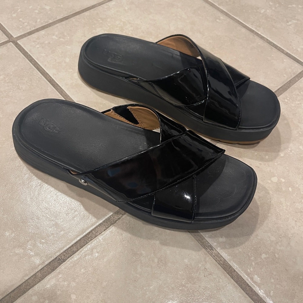 UGG Black Patent Leather Sandals